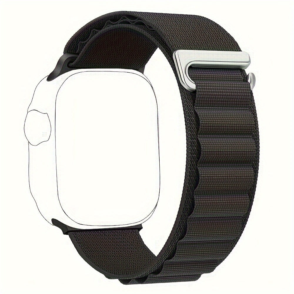 Nylon Sport Watch Band Adjustable Alpine Loop for Apple Watch 38mm-49mm Dark Blue Beige Brown