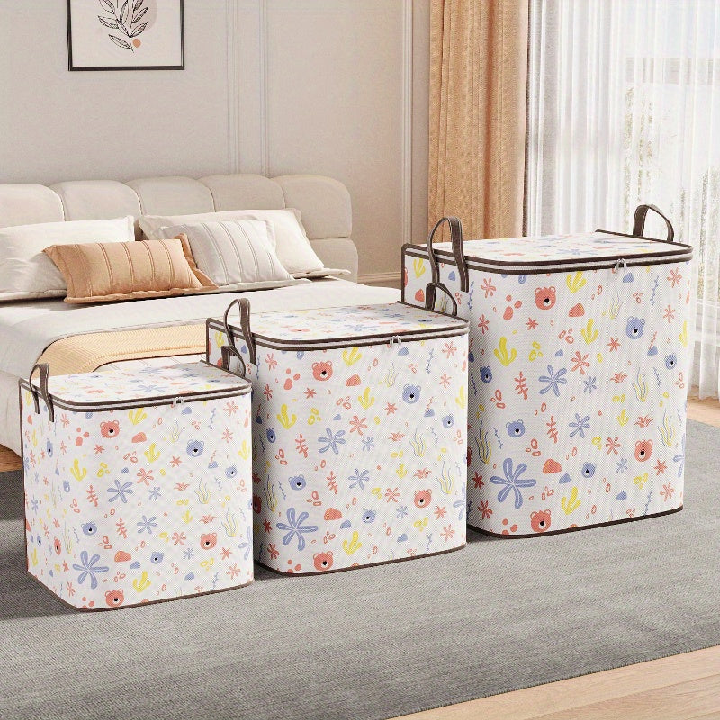 Cubo de almacenamiento de polipropileno impermeable con cierre de pestillo, organizador plegable para ropa y mantas, gran capacidad, almacenamiento bajo la cama