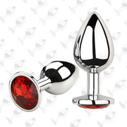 Red Gem Base Metal G-Spot Anal Plug for Adults