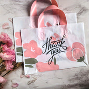 Pack of 50 Floral Gift Bags Plastic Tote for Weddings Birthdays Holidays