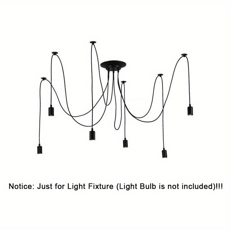 Sanoat uslubidagi ovqatlanish chandeli, sozlanadigan DIY yoritish va bir nechta boshlar bilan. Antik klassik shiftga osilgan o'rgimchak lampasi.