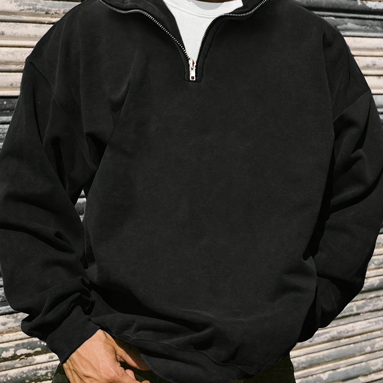 Men's Knitted Polyester Half-Open Cardigan with Long Sleeves and Lapel Collar