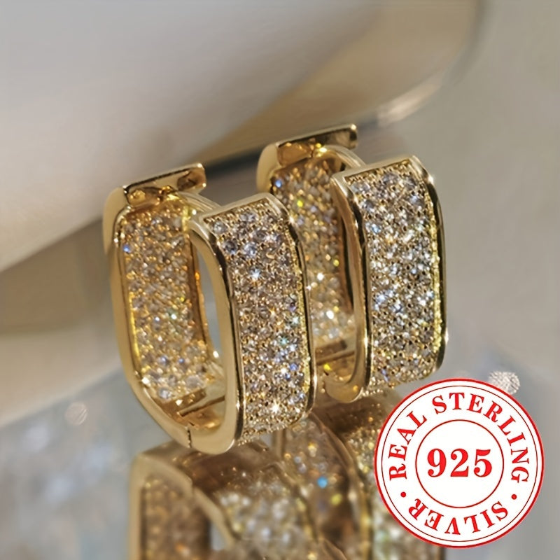 Women's Hoop Earrings Sterling Silver Zirconia for Parties and Daily Wear