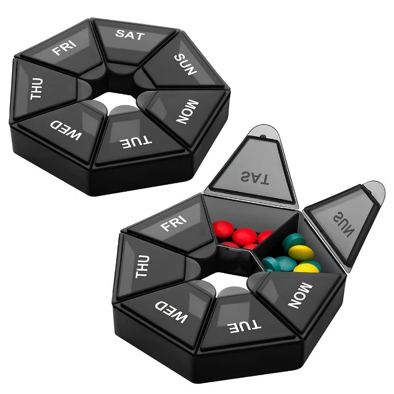 Plastic 7-Day Pill Organizer Portable Tablet Dispenser Travel Case