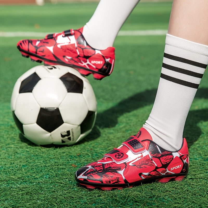 Kids' All-Weather Soccer Cleats for Boys and Girls with Long Studs Non-Slip Breathable Low-Top