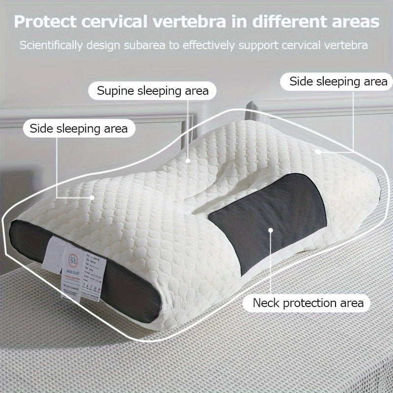 "Ergonomik 3D SPA massaji bilan ortopedik bo'yin qo'llab-quvvatlovchi yostiq - yuvilishi mumkin bo'lgan polyester tolasi, zip yopilishi, barcha mavsumlar uchun qulaylik, oq rang, suyak shaklidagi dizayn, yotoq ta'minoti"