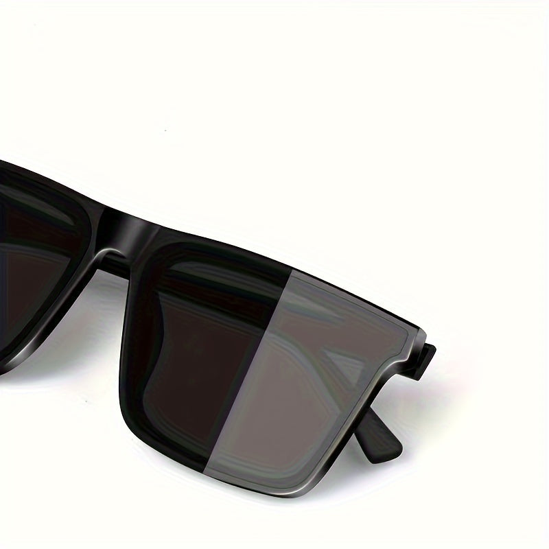 Men's Black Square Polarized Sunglasses for Outdoor Travel and Driving