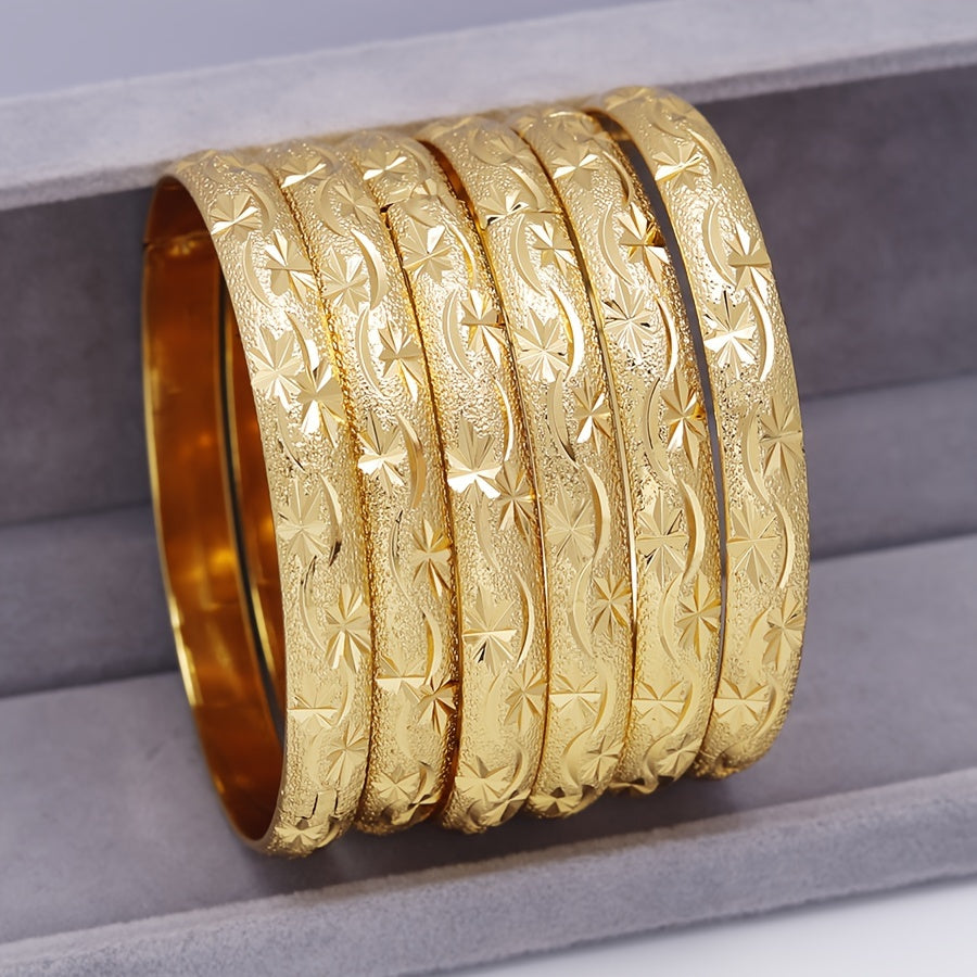 Vintage uslubidagi 6 ta bangle to'plami - Ayollar uchun zamonaviy mis bilakuzuklar, to'ylar va partiyalar uchun ajoyib, 14-fevral kuni berish uchun mukammal sovg'a.