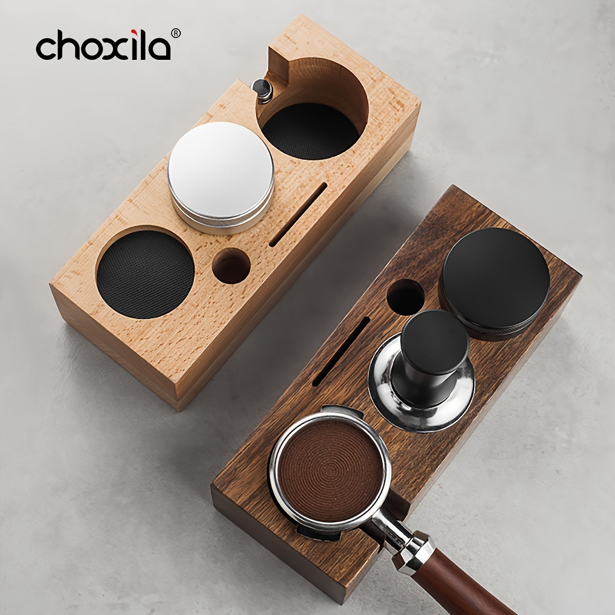 Wood Coffee Tamping Stand 51/58mm in Walnut or Beech for Espresso Accessories