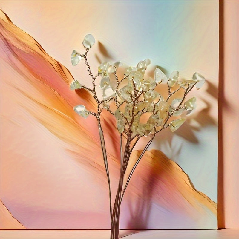 Uy bezaklari sovgʻalari uchun shartli toshlar bilan sunʼiy kristal daraxti, pushti kvarts, akvamarin, ametist, sitrin