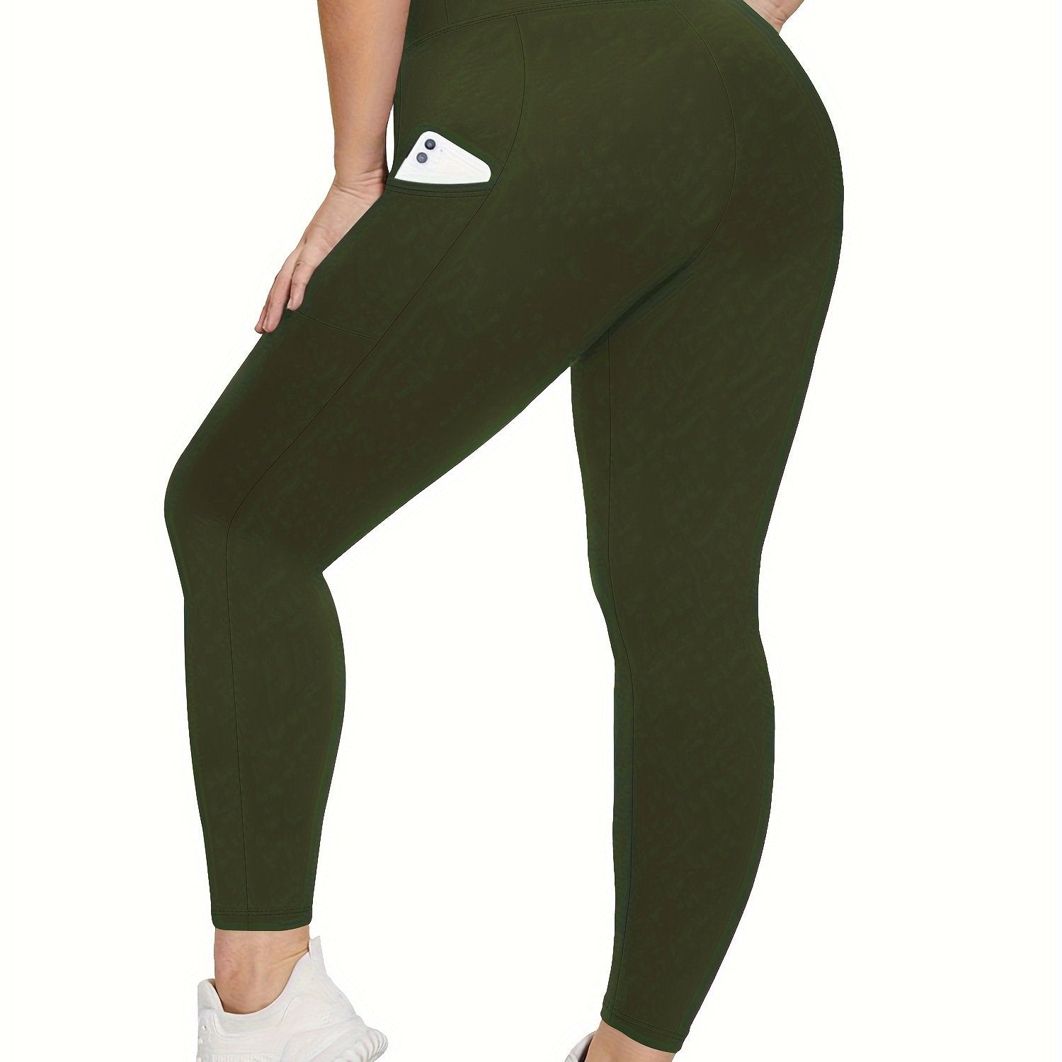 Plus Size Women's Solid Stretch Skinny Leggings High Waist Casual