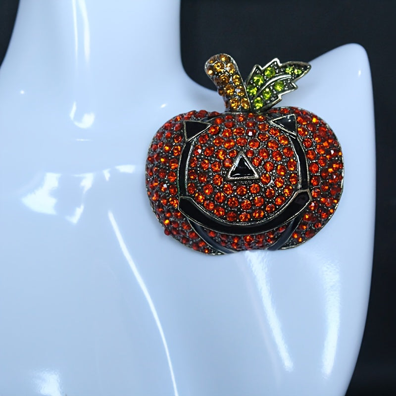 Devil Smiling Pumpkin Brooch Chic Punk Style Rhinestones Zinc Alloy Halloween Accessory