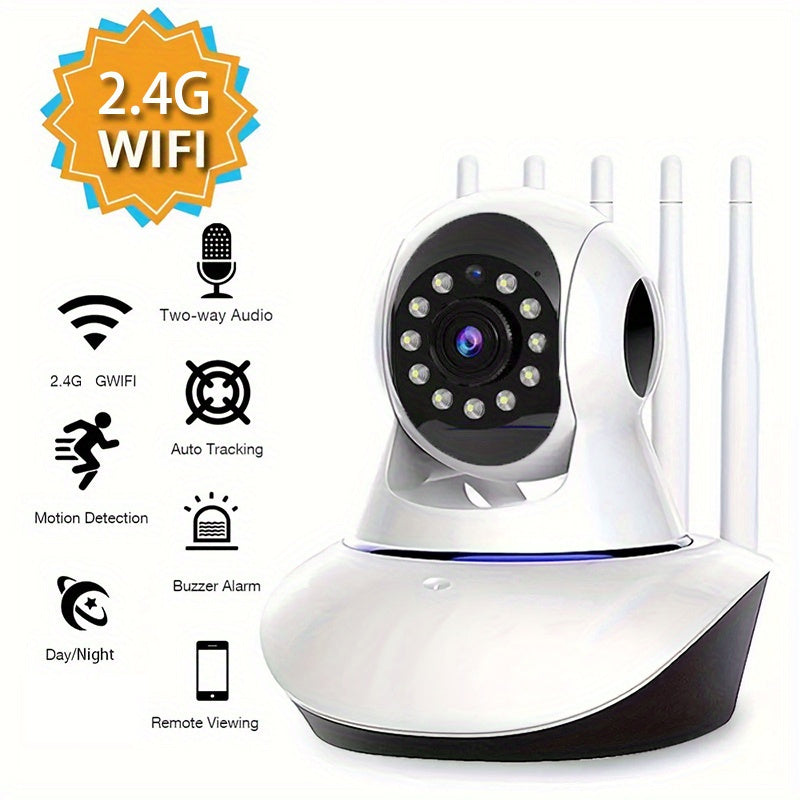 Indoor Outdoor Security Camera with Pan Tilt Auto-Tracking Night Vision Two-Way Audio WiFi