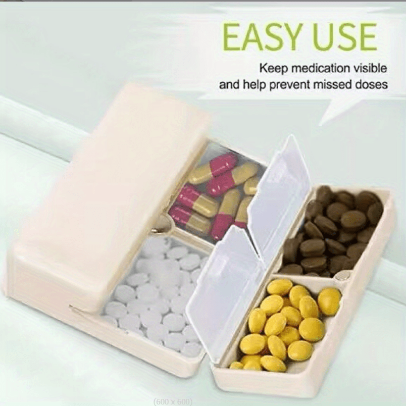 Weekly Pill Organizer for Travel 7-Compartment Medicine Vitamin Box