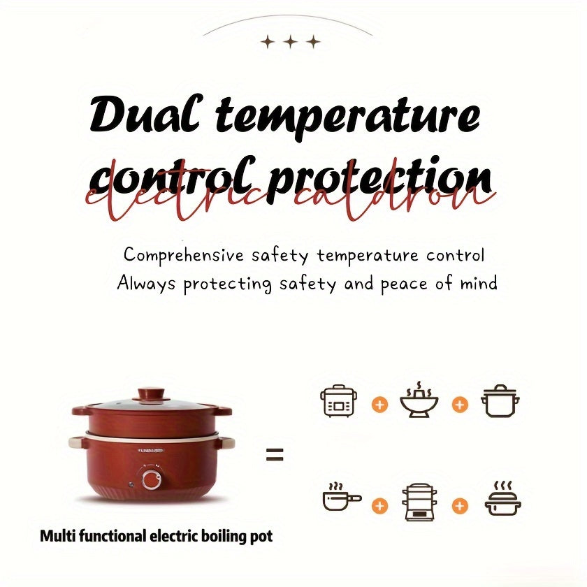 23.88cm Elektrik pishirish qozoni, ikki qavatli, yopishmaydigan, ko‘p funksiyali, oson taomlar uchun