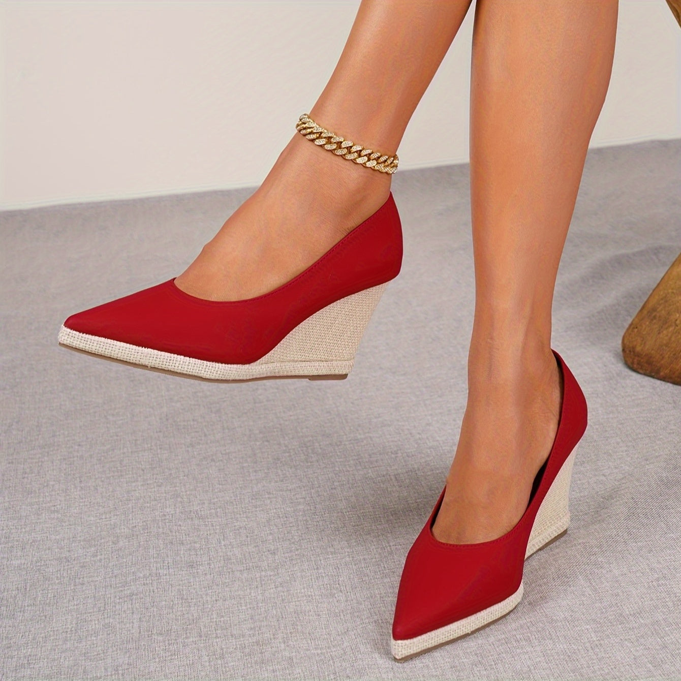 Women's Wedge Heel Shoes Thick Sole Slip-On Spring Autumn Footwear