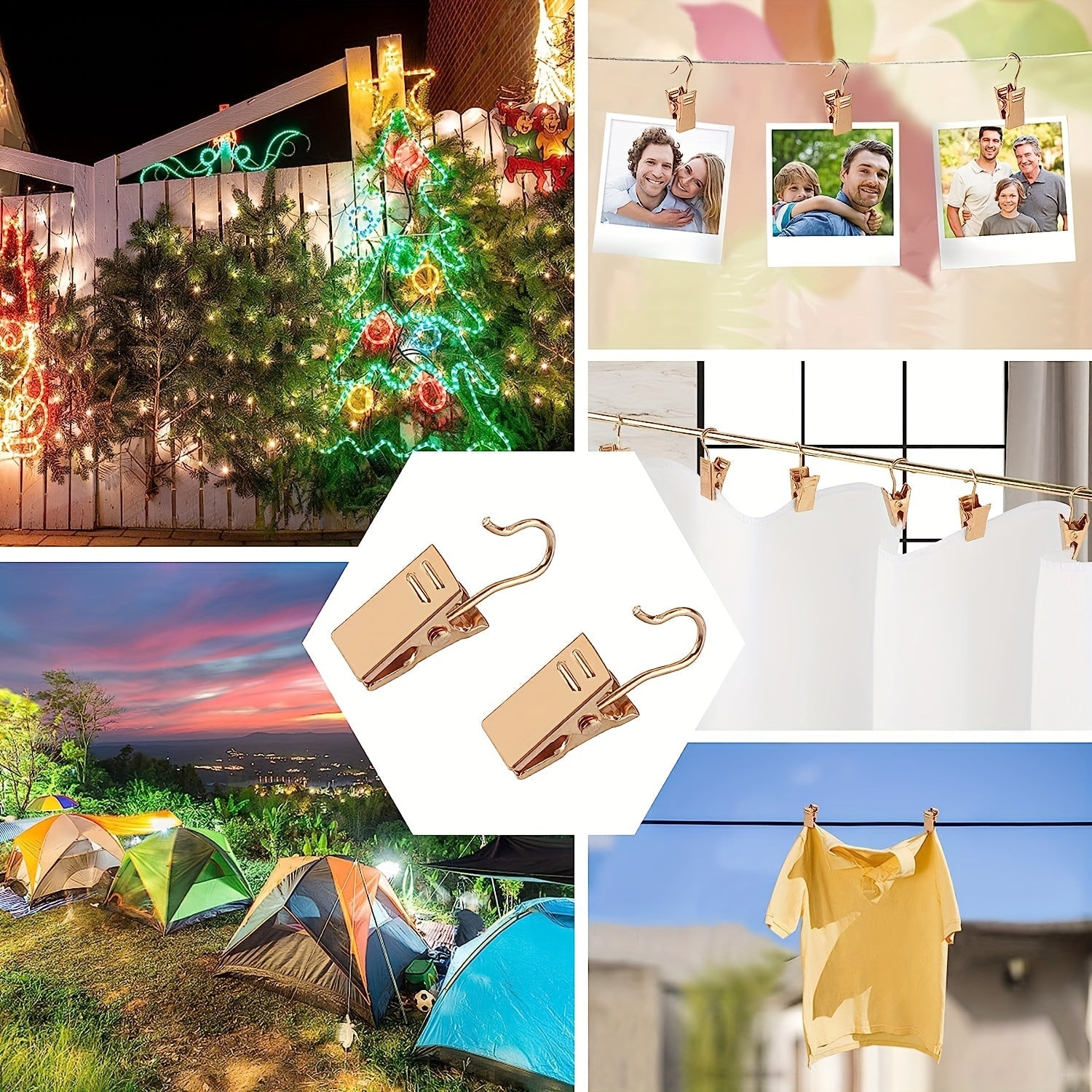 Set of 30 Metal Hook Clips for Hanging Curtains Photos Art and Home Decor