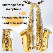 Alto Saxophone in E Flat Brass Body White Shell Key Golden Finish with Case