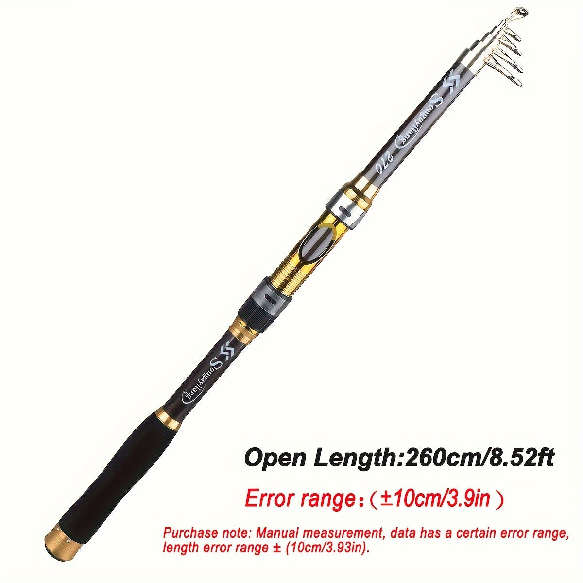 Ultralight Carbon Fiber Spinning Fishing Rod Portable Medium Action Extendable Length Comfortable Grip