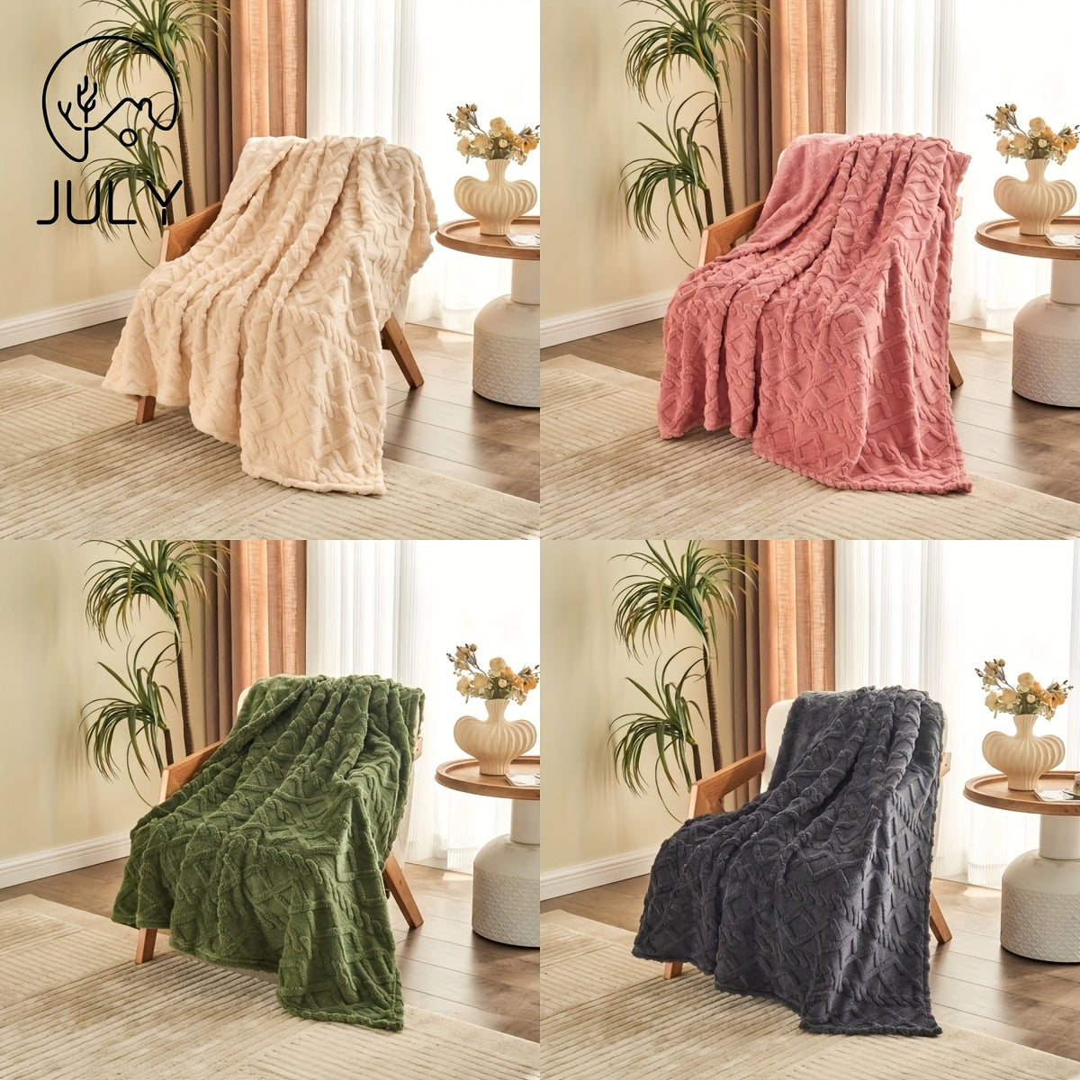 Manta tejida reversible para sofá cama camping viaje verde 350-400g poliéster