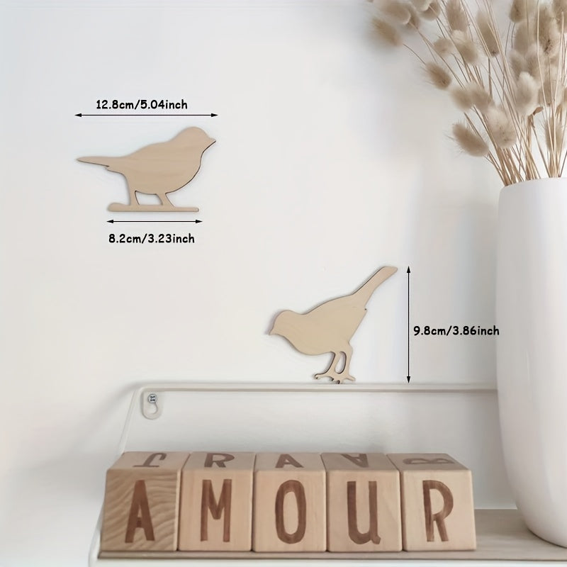 2, 3 yoki 6 ta Yog'och Mini Devor Stiker Dekoratsiyalari to'plami, Qushlar, Bulutlar va Gullar bilan. Ushbu Qayta ishlatiladigan Yaratijiy Yog'och Devor Dekoratsiyalari bilan Bolangizning Xonasini bezang.