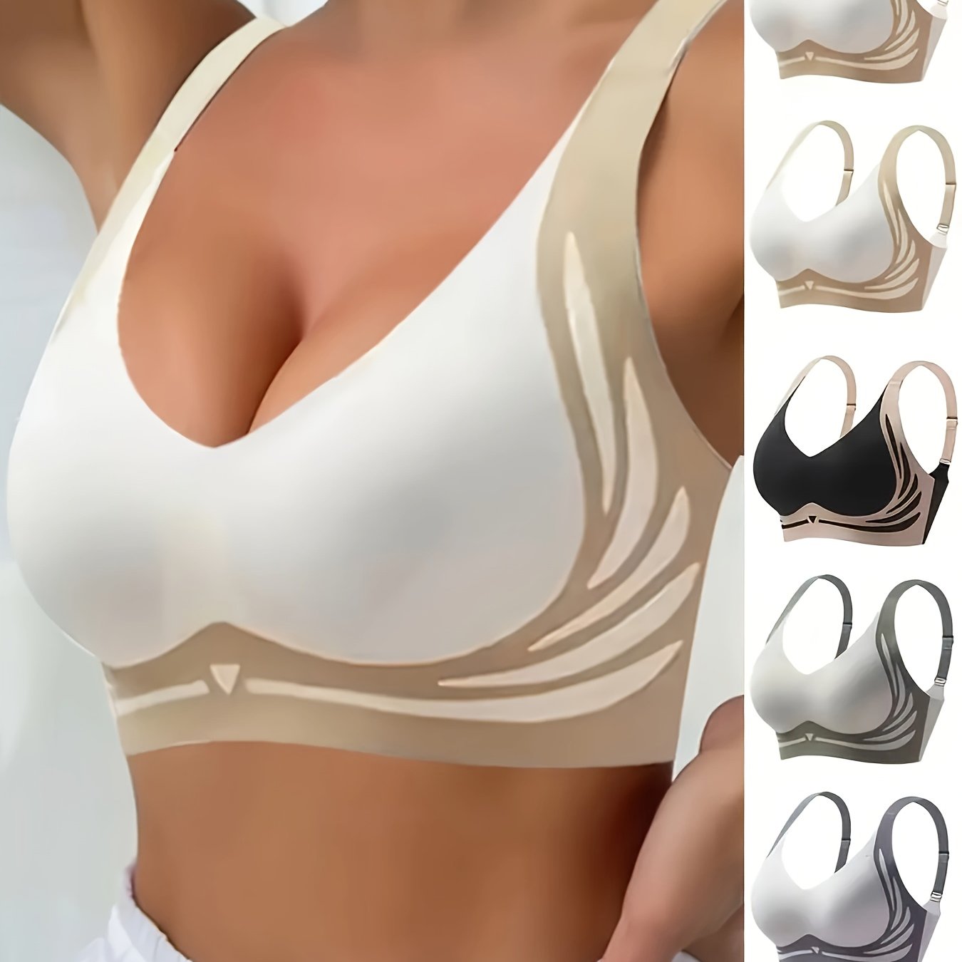 Plus o'lchamdagi ayollar sport bralar to'plami nafas oladigan rangli bloklar keng poyafzal bilan