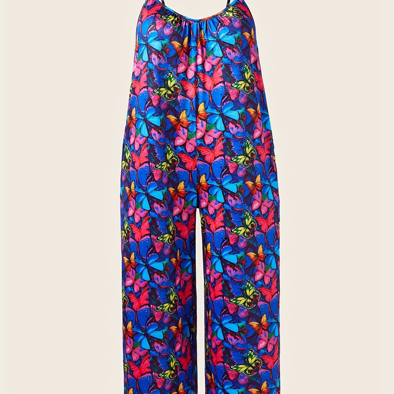 Женский комбинезон с цветочным принтом в стиле бохо, с тонкими бретелями, открытыми плечами, летний ромпер plus size