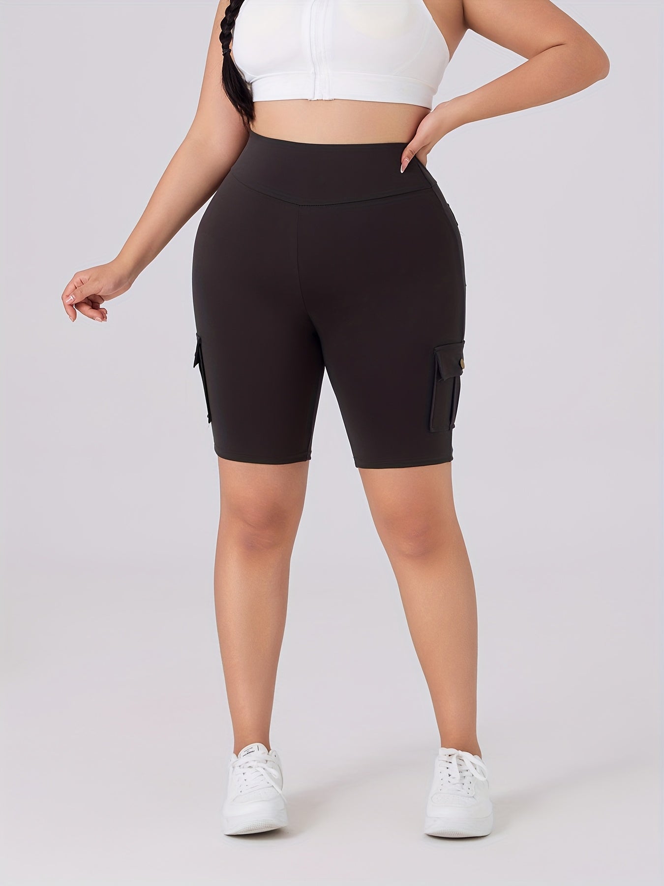 Женские шорты кро cargo с эластичным поясом для спорта с карманами