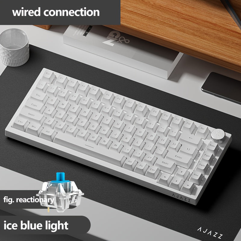 Wired Mechanical Keyboard 75 Keys Backlit Red Switch with Volume Knob