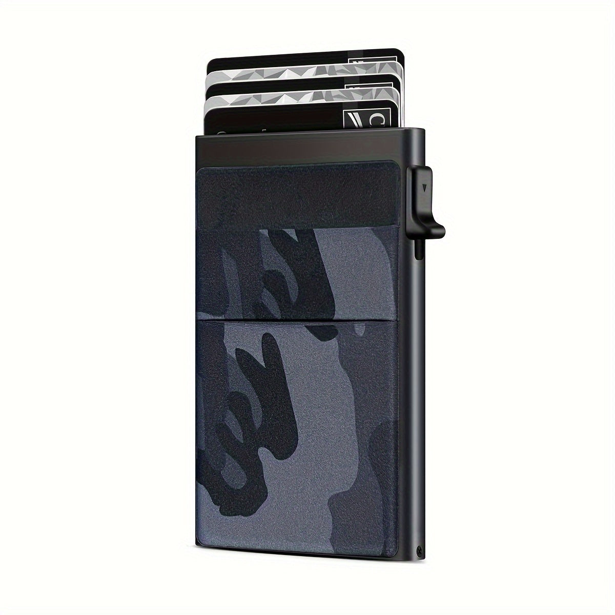 Men's RFID Blocking Card Holder Aluminum Alloy Large Capacity Black