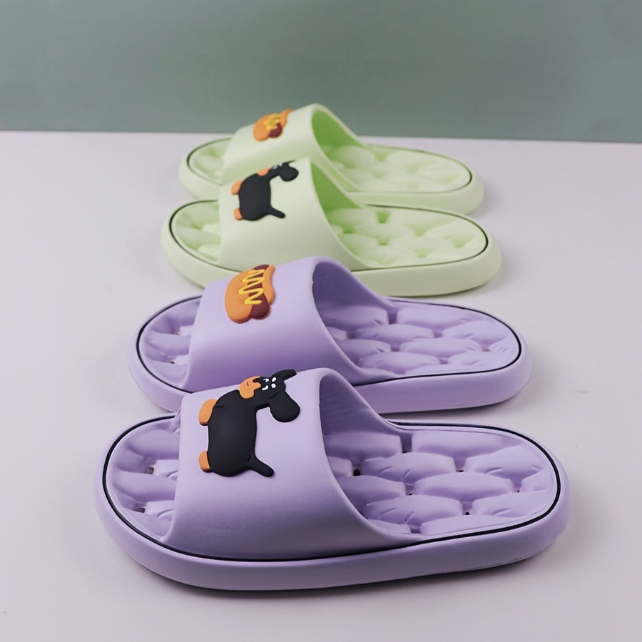 Women's EVA Slippers with Sausage Dog Print Anti-Slip Breathable Open Toe