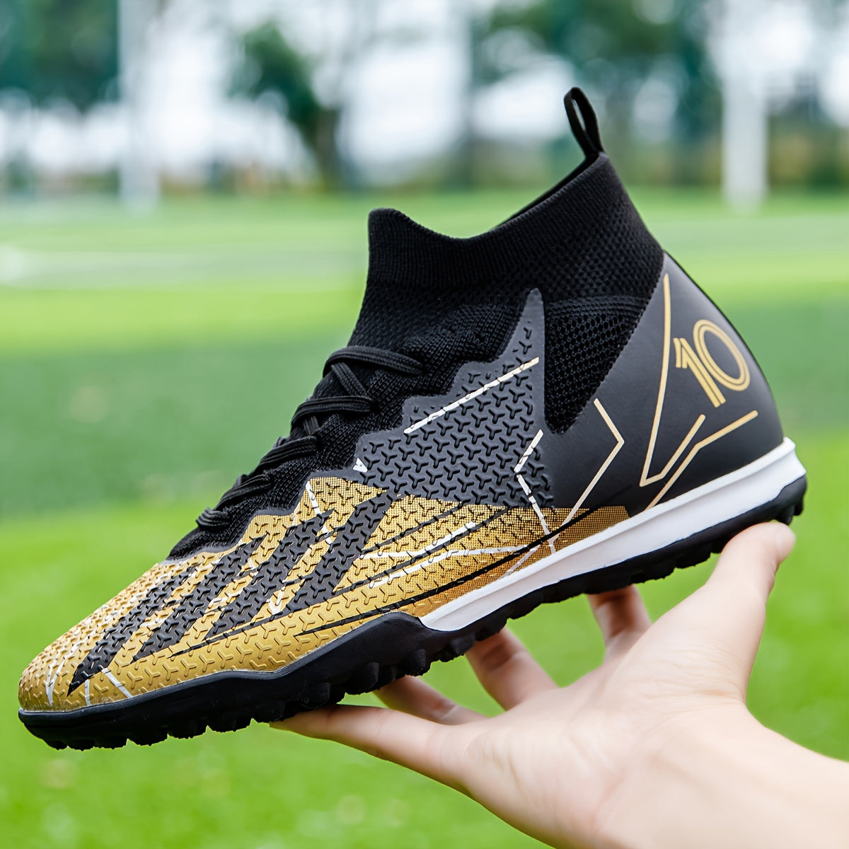 High Top Soccer Shoes Non-Slip Turf Grips Indoor Outdoor Training