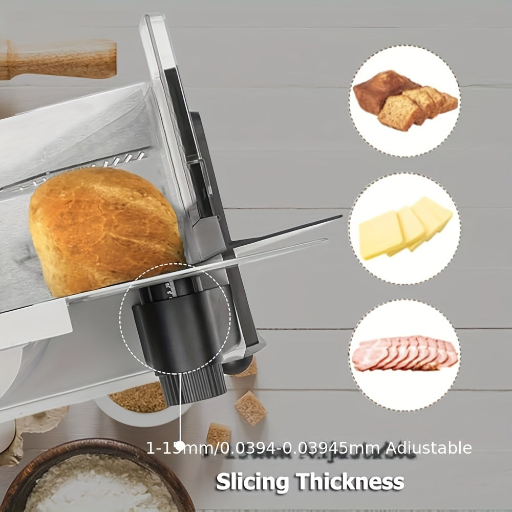 Stainless Steel Blade bilan Elektr Slicer - O'lchamni sozlash mumkin, oson tozalash - go'sht, non, meva va sabzavotlar uchun ideal - 220-240V