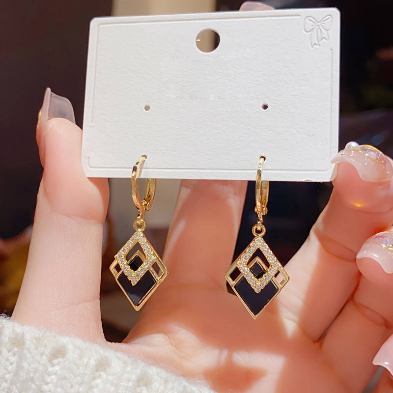 Women Rhinestone Inlaid French High-End Earrings for Party or Vacation