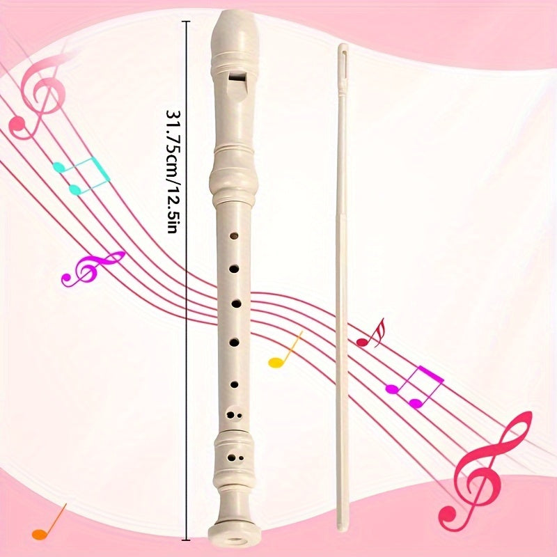 Пластиковая белая сопрано-флейта для начинающих с чистящим шомполом