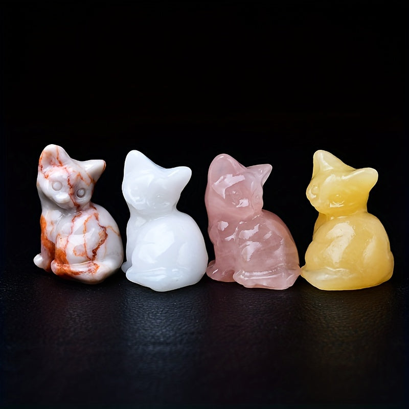 Фигурка кошки из натурального кристалла для карманов и комнат, подарок