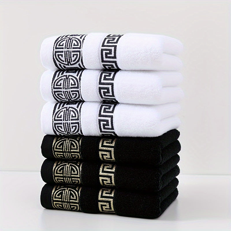 6-to'plam paxta sochiq to'plami, juda yumshoq, yaxshi o'zini o'zi yuvadigan, soya chidamli, geometrik dizayn, uy, hammom, sayohat uchun