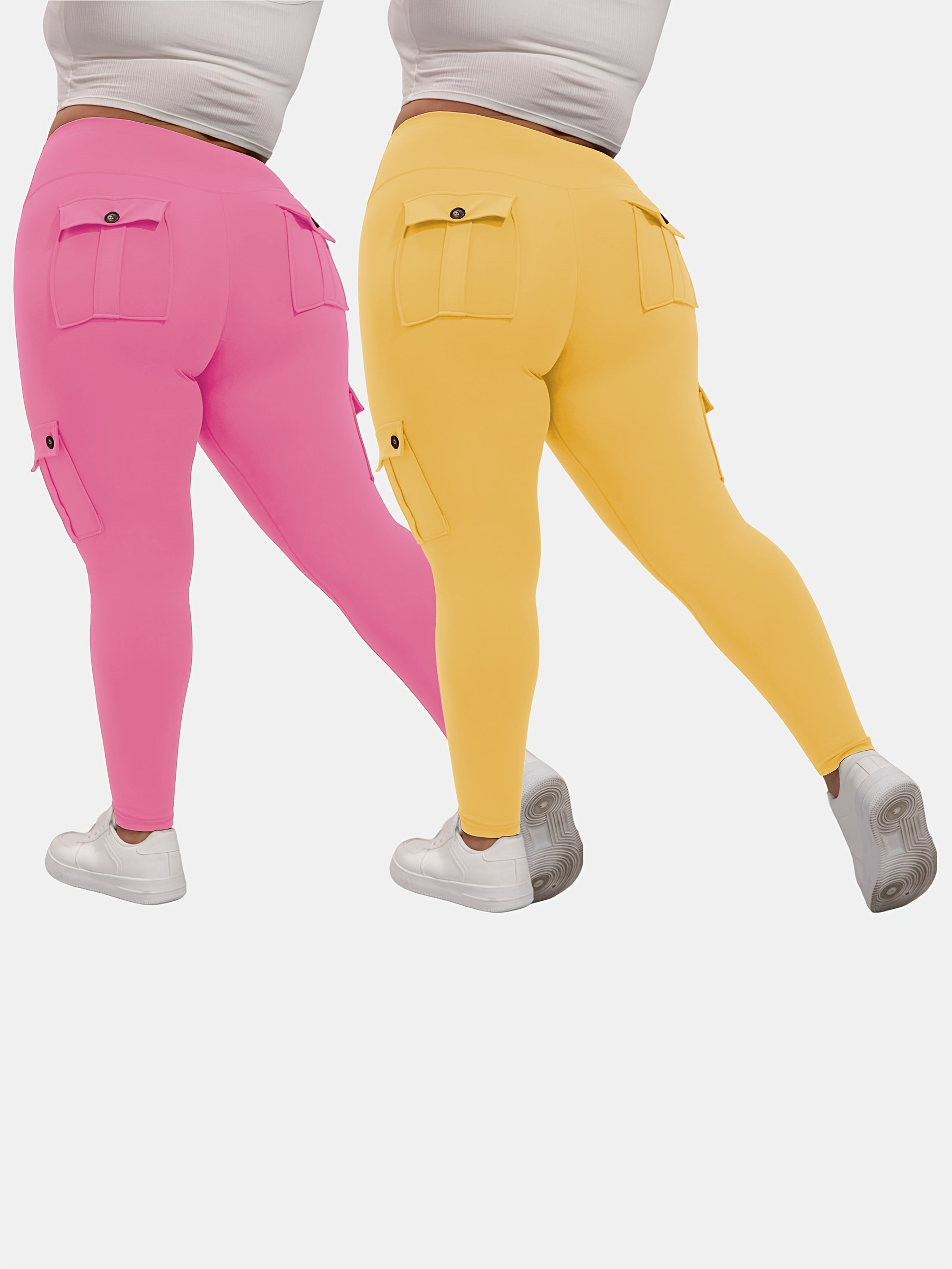 Ayollar uchun sport legginslari yuqori bel, qorin nazorati, namlikni olib tashlovchi, yugurish va yoga uchun, qora, 2 ta paket