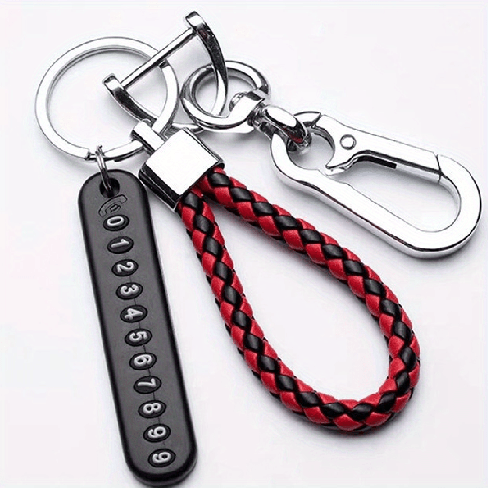 Alloy Keychain with Phone Number Tag Durable Non-Braided Universal Use