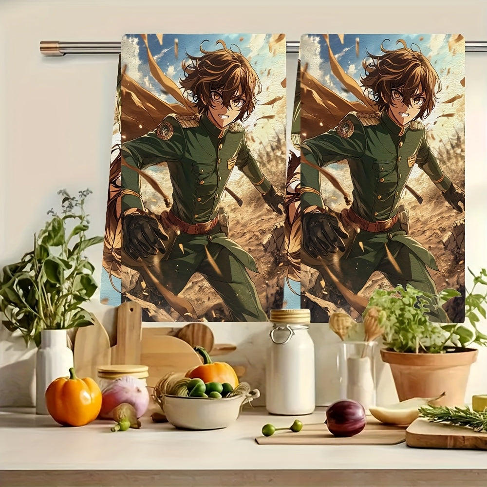 Набор кухонных полотенец для мальчика-аниме, впитывающие полотенца для посуды для праздничного декора