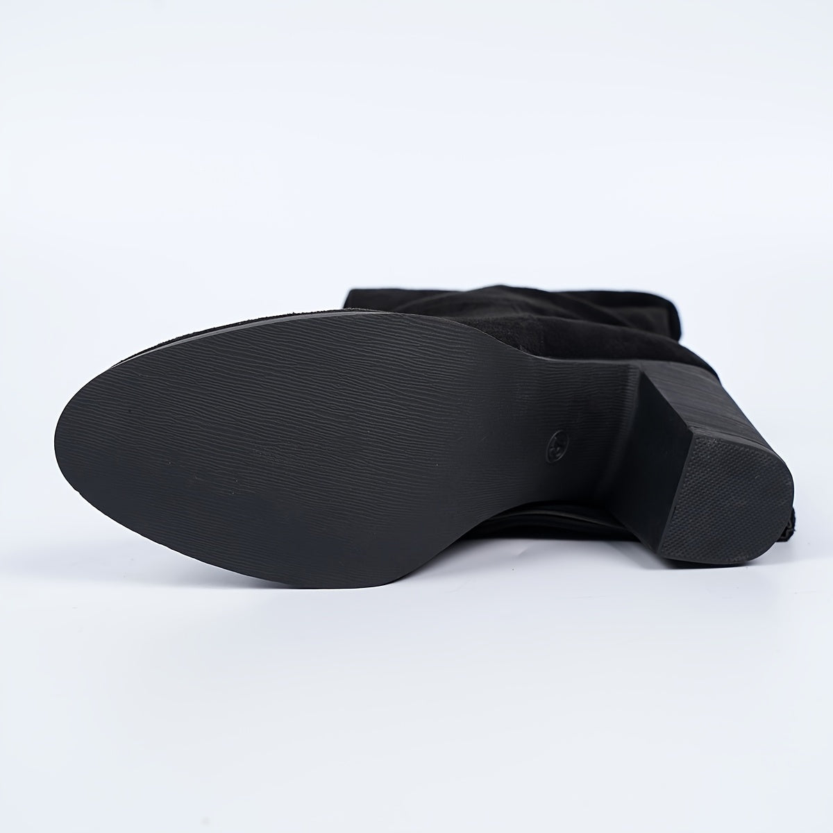 Women's Vintage Style Knee-High Combat Boots Solid Color Fabric Slip-On