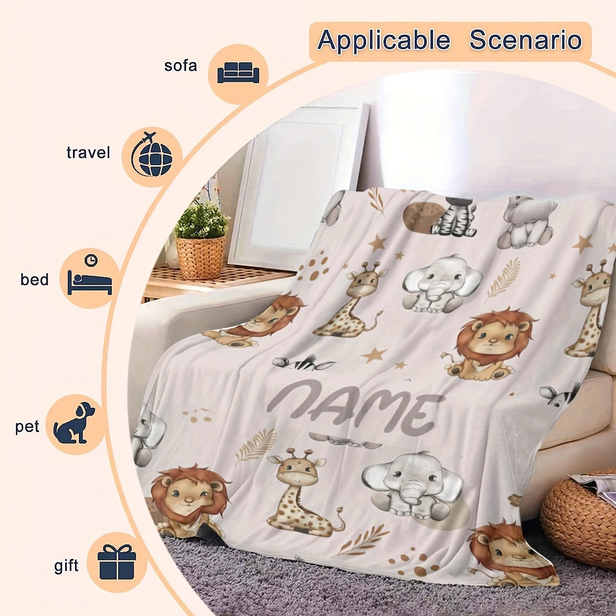 Personalized Small Animal Flannel Blanket Cozy Holiday Gift for Office Living Room