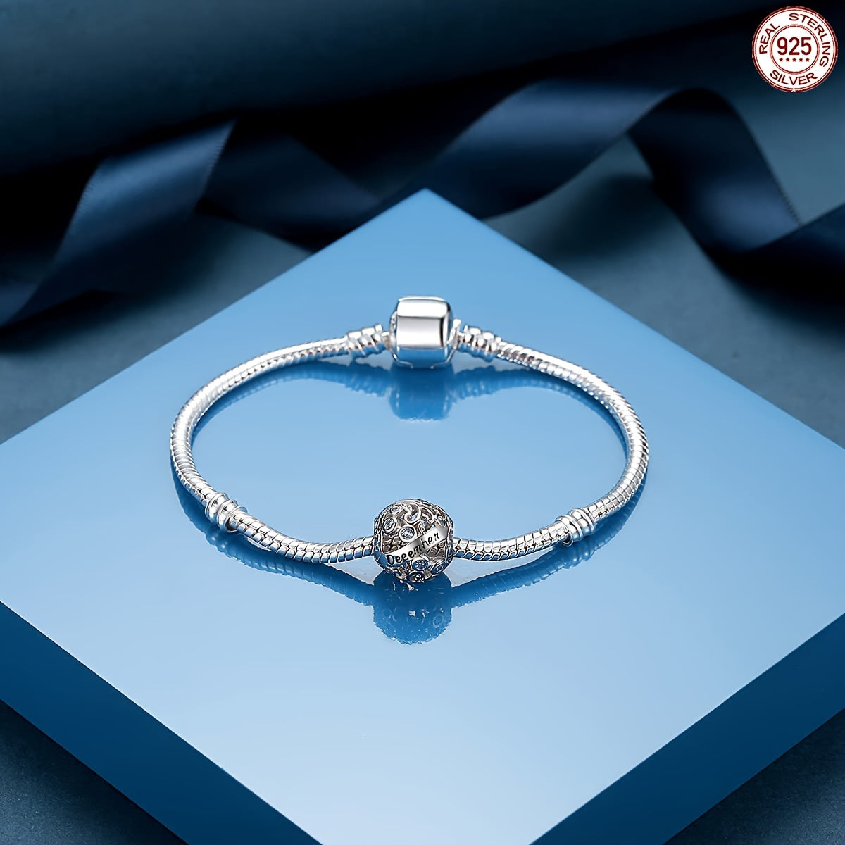 Sterling Silver Twelve Months Series Round Charm Beads for Bracelets and Necklaces