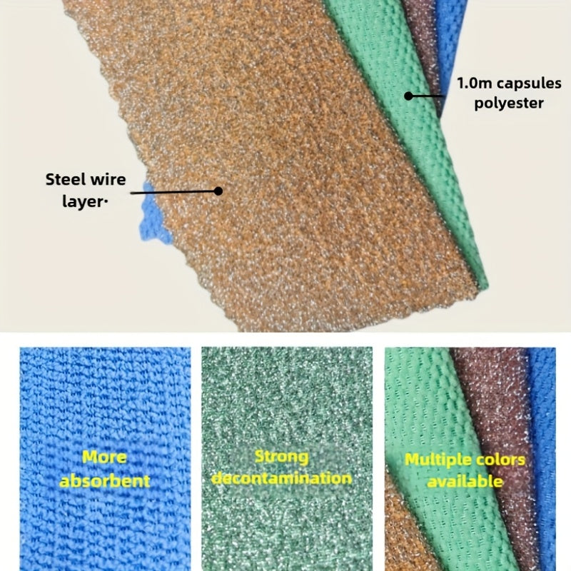 Juego de 3, 5 o 10 paños de limpieza de tela de alambre de acero de doble cara