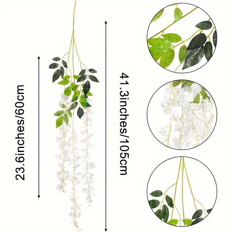 Guirnalda de glicinia artificial para bodas y decoración exterior 12 unidades