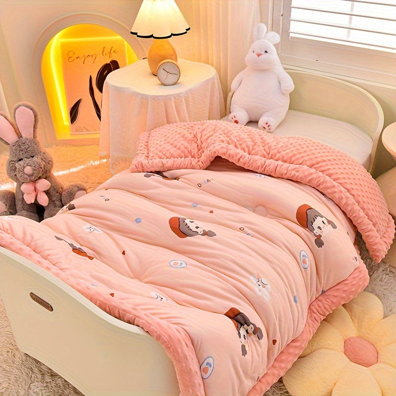 Kids Reversible Dinosaur Sleeping Bag Soft Velvet White with Colorful Patterns