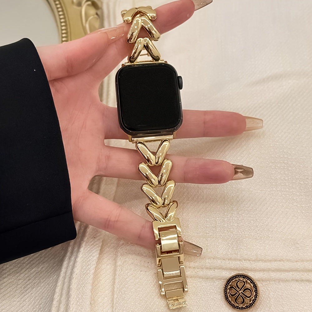 Металлический ремешок для часов с узором «елочка» для Apple Watch 38мм-45мм Совместим с Series Ultra SE 9/8/7/6/5/4/3/2/1