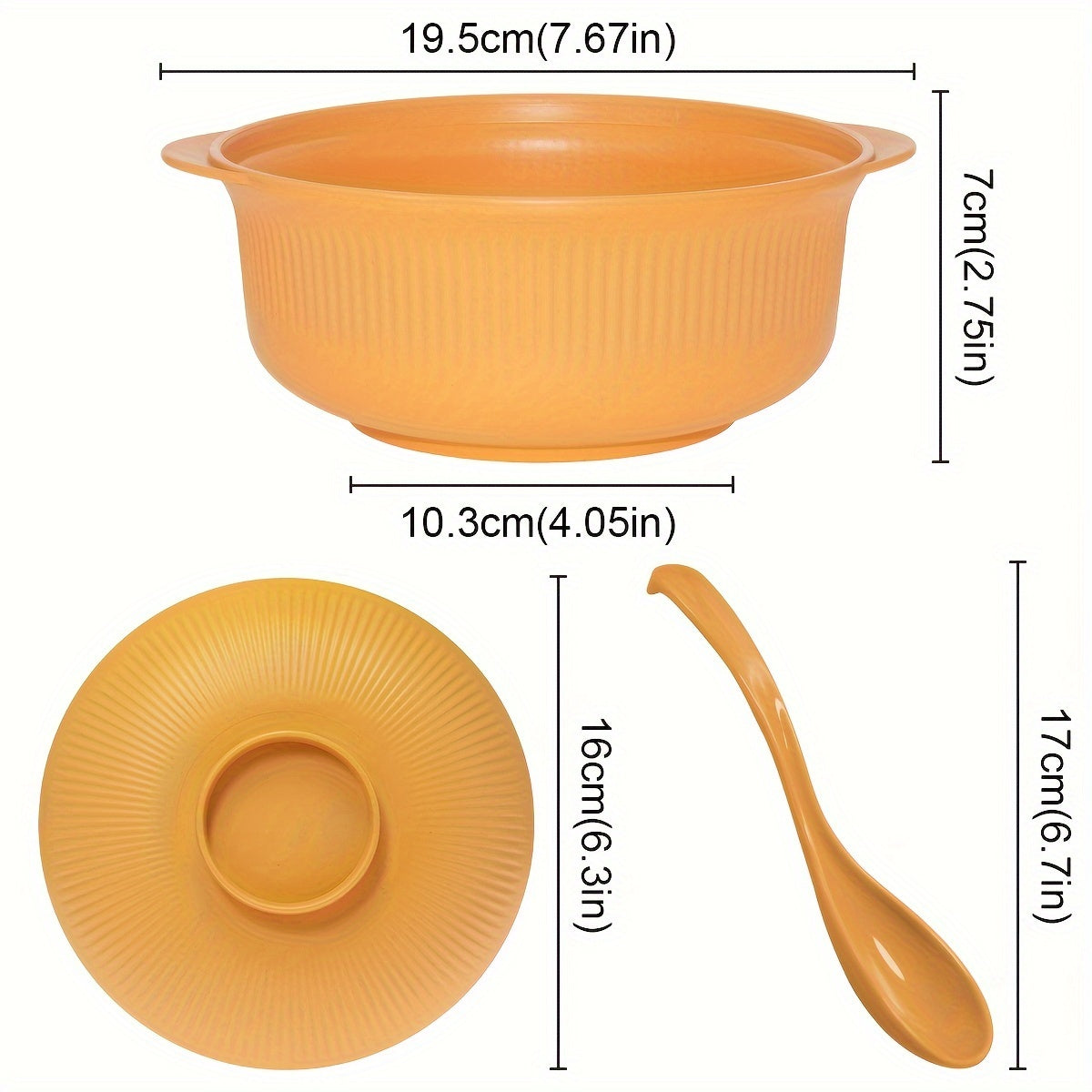 Large Capacity Plastic Food Storage Bowls Set with Lids and Spoons for Soup and Noodles