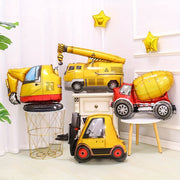 Set of 4 Construction Vehicle Foil Balloons for Birthday Party Decorations