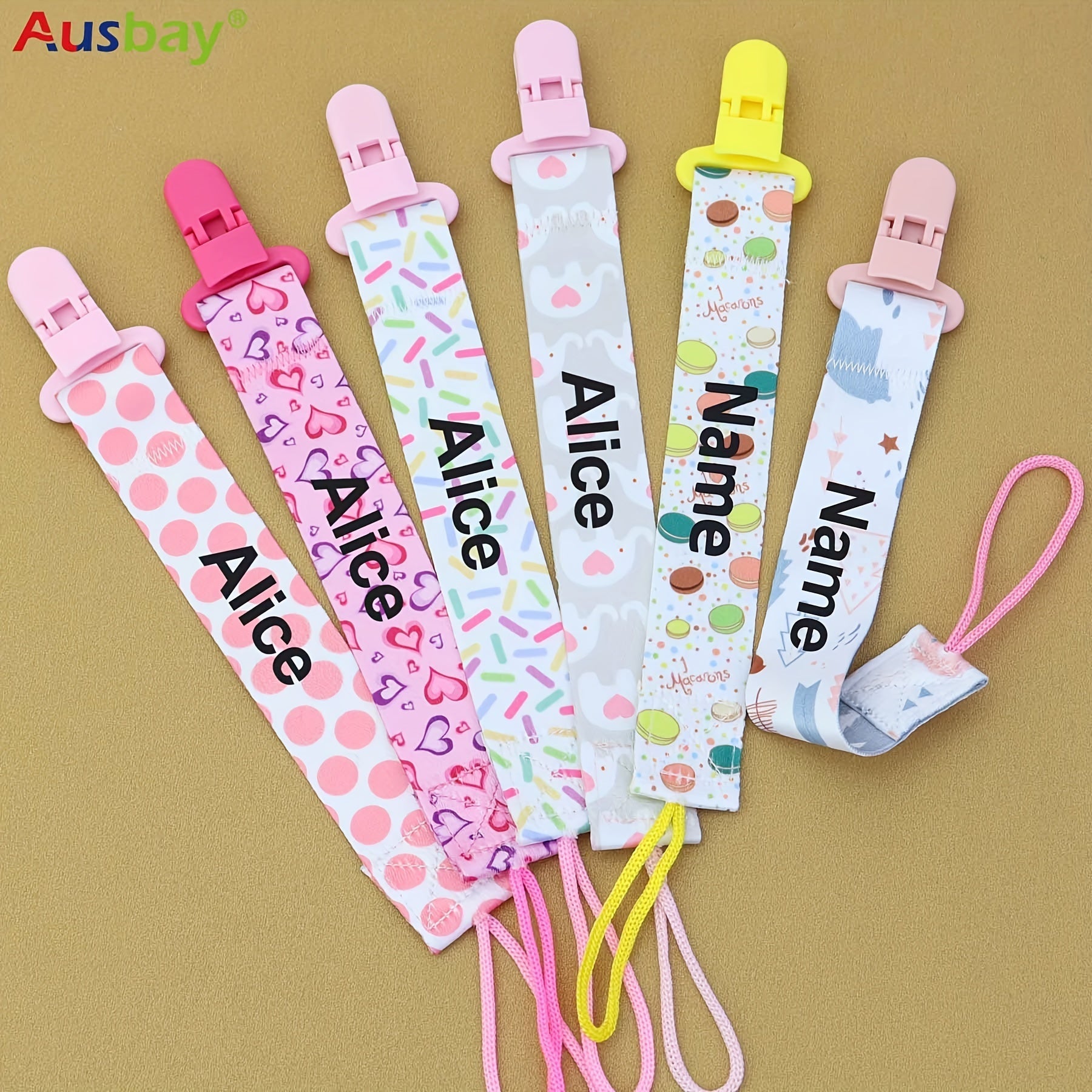 Personalized Pacifier Clip Set with Custom Names for Boys and Girls - 4 Adorable Designs